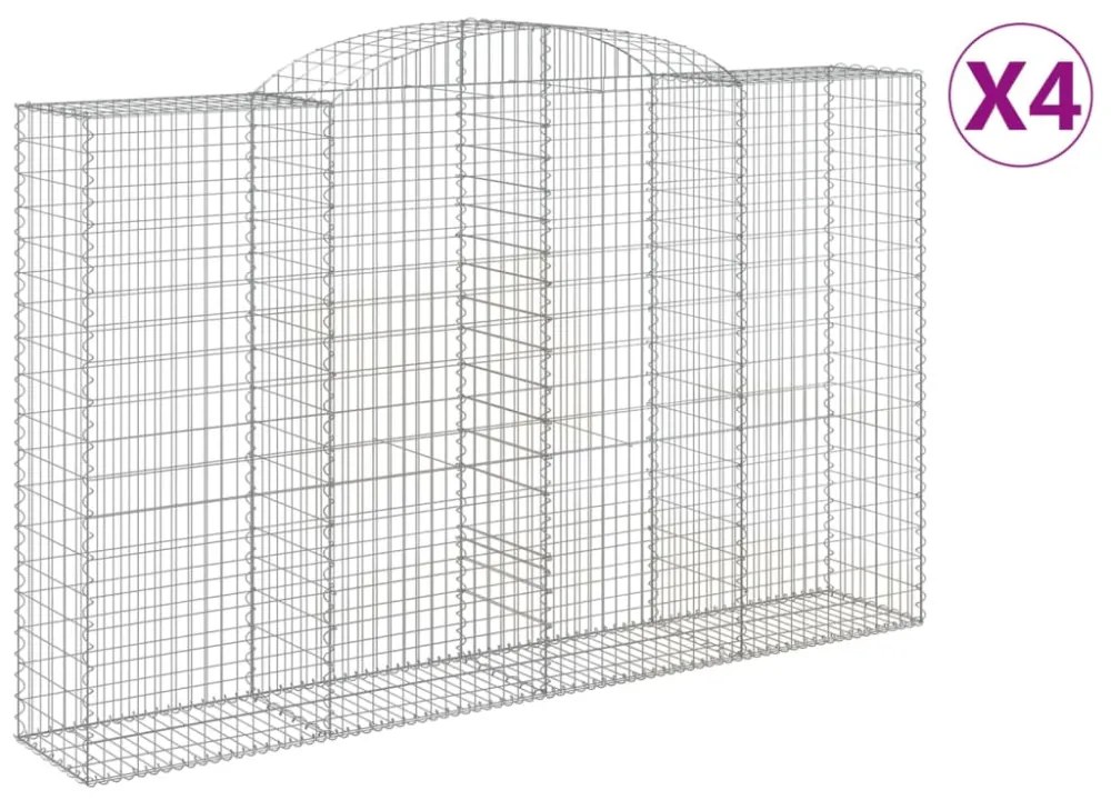 4 db íves horganyzott vas gabion kosár 300x50x180/200 cm