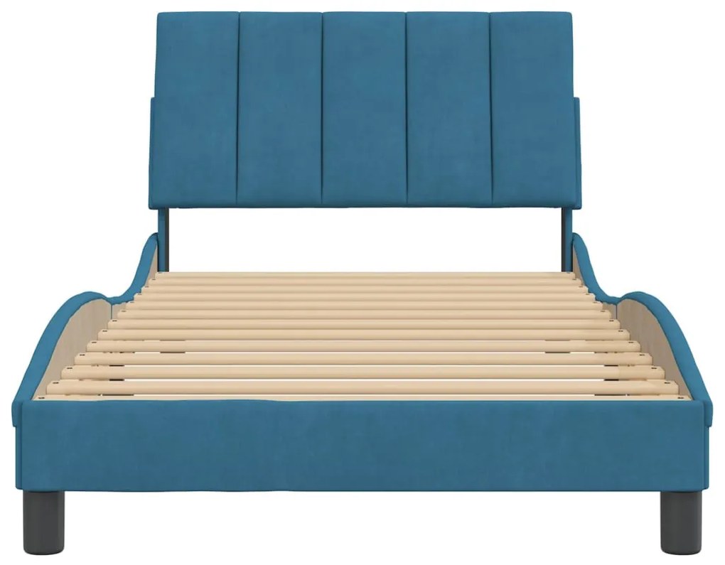 kék bársony ágykeret matrac nélkül Hanko 100x200 cm