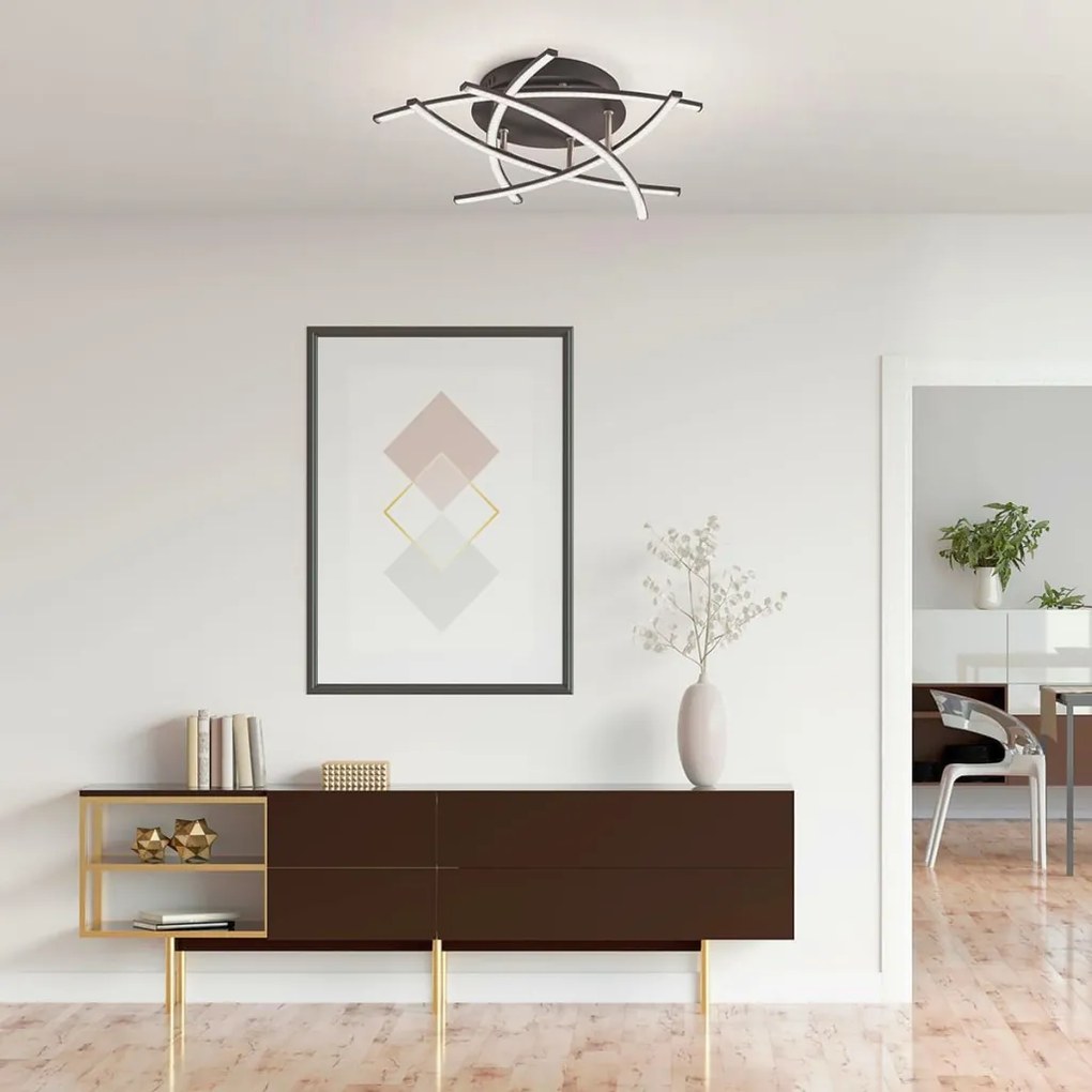 FISCHER & HONSEL 20896 CROSS Modern LED Mennyezeti Lámpa Bézs, Fekete, Szürke LED IP20
