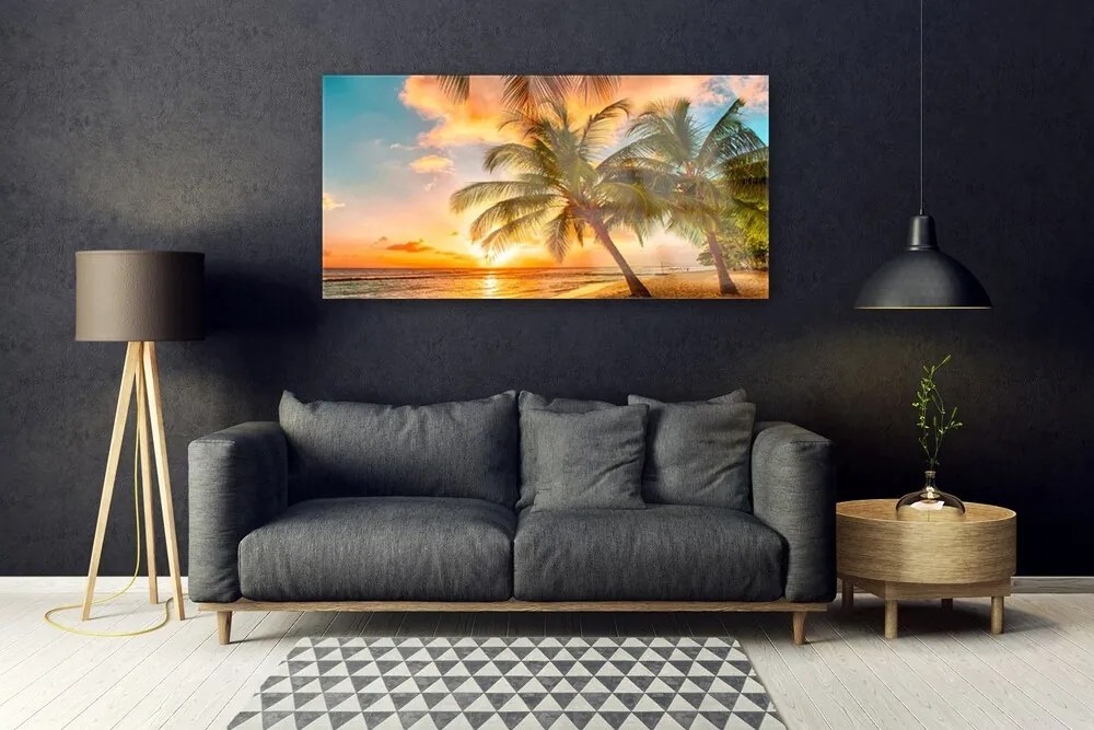 Fali üvegkép Pálmafa Sea Landscape 120x60cm