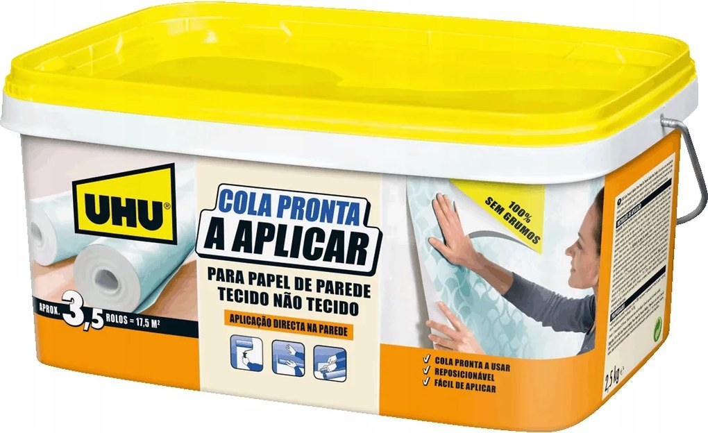 Uhu 6310736 kész tapétaragasztó nem szőtt anyagból 2,5 kg 17,5m2