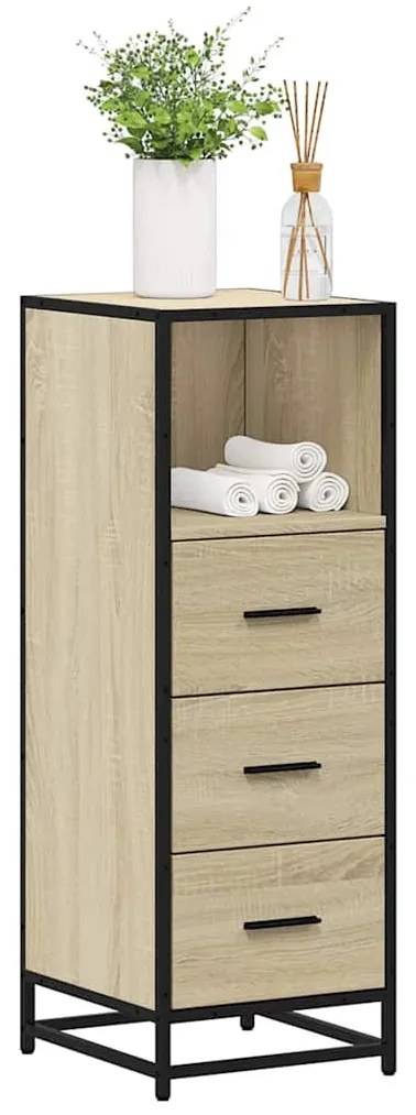 sonoma tölgy színű szerelt fa fürdőszobaszekrény 35x37,5x100 cm