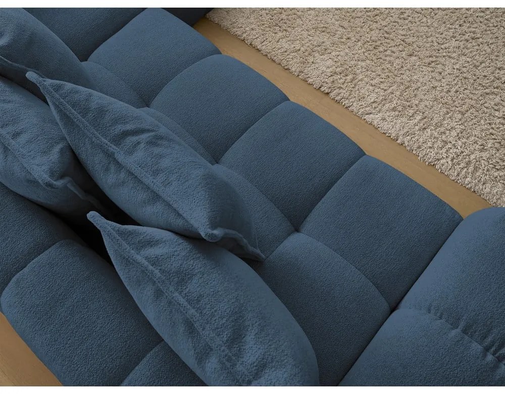 Sötétkék zsenília kinyitható-tárolóhelyes sarokkanapé (jobb oldali-L alakú) Everest – Bobochic Paris