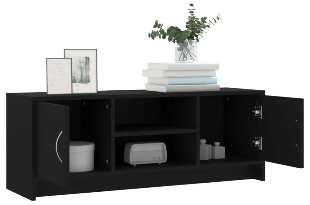 fekete szerelt fa TV-szekrény 102x30x37,5 cm