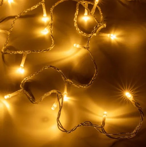 Karácsonyi LED lánc 2x50 dióda 5 m időzítő  meleg fehér
