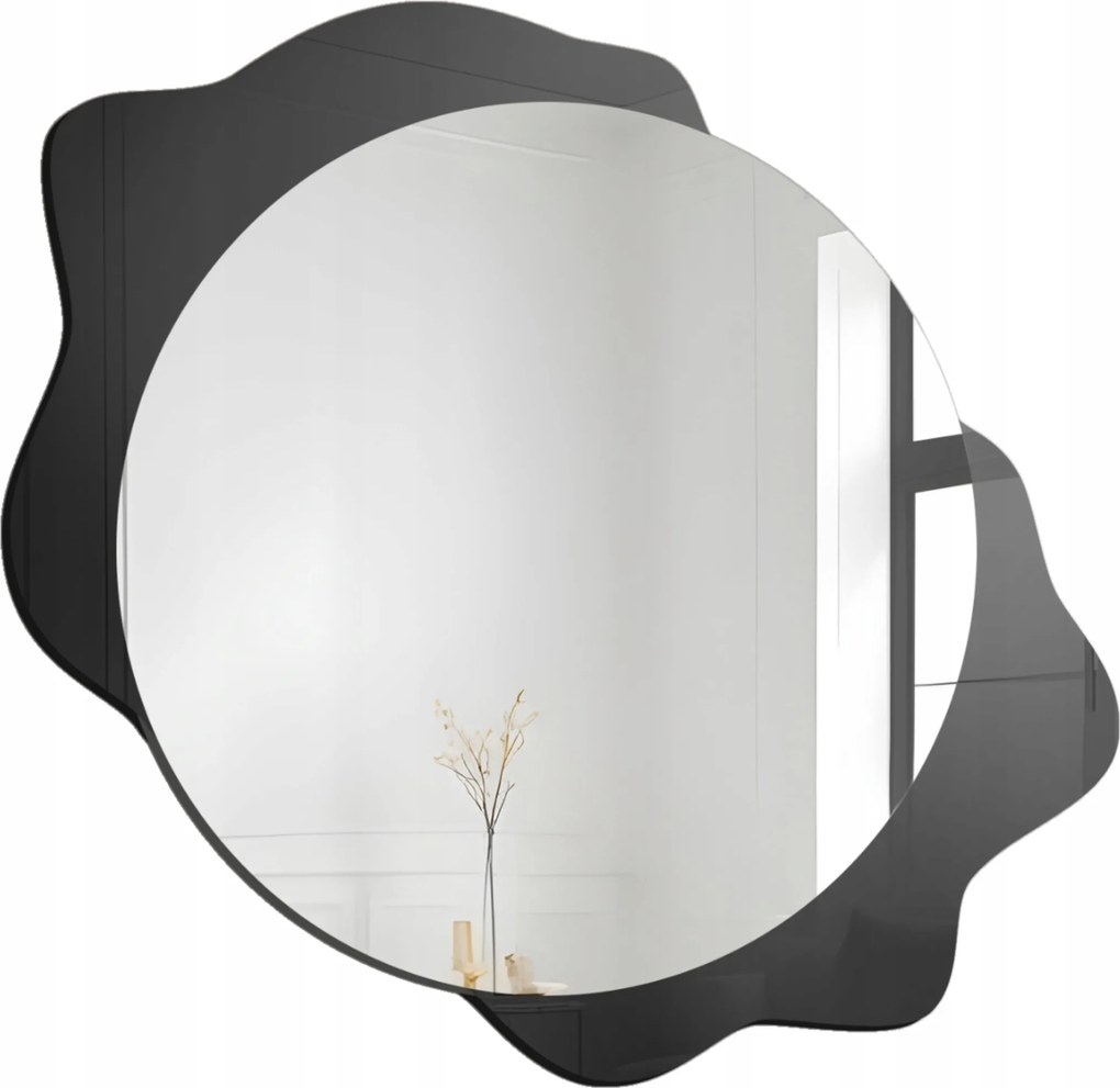 Dark Drop dekoratív kerek tükör fekete folttal 180x175