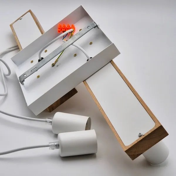 Csillár zsinóron CORTINA 4xE27/15W/230V fehér/tölgy