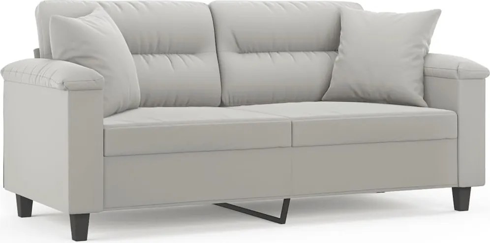 vidaXL 2 személyes világosszürke párnás mikroszálas szövetkanapé 140cm