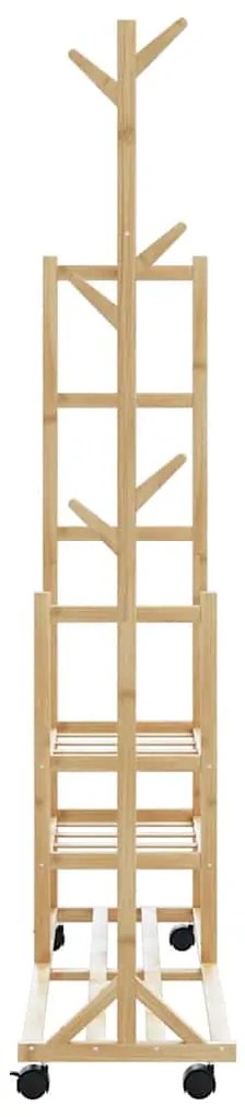 bambusz ruhaállvány polcokkal és kerekekkel 100x38x175,5 cm