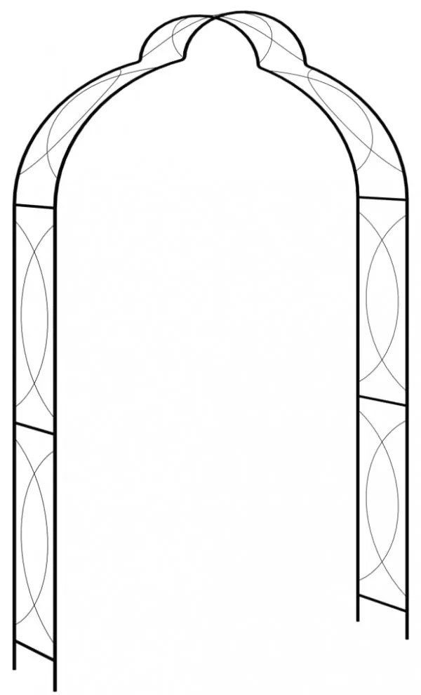 fekete vas kerti boltív kapuval 150 x 34 x 240 cm