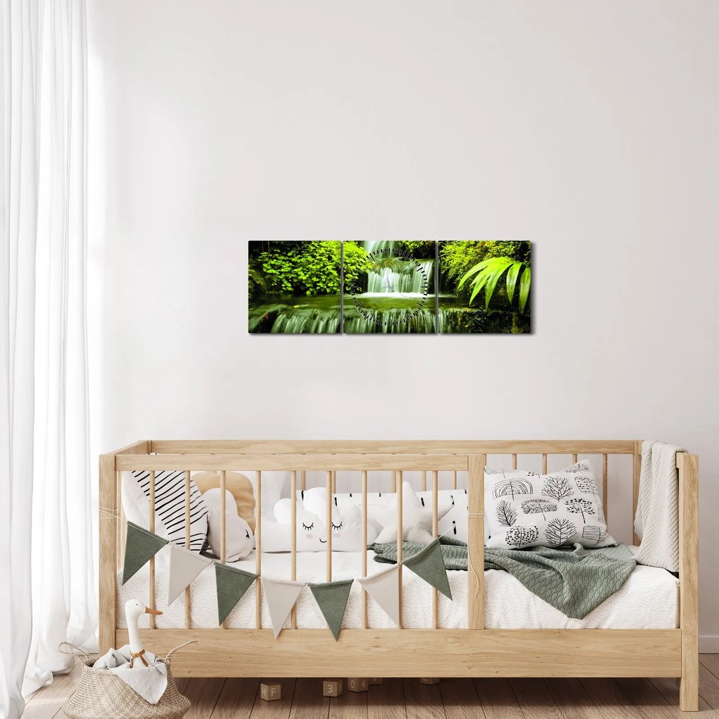 Kép - Indonéziai vízesések (órával) (90x30 cm)