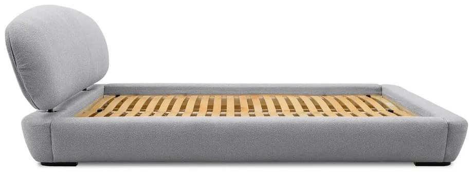 Szürke kárpitozott franciaágy ágyráccsal 160x200 cm Odette – Scandic