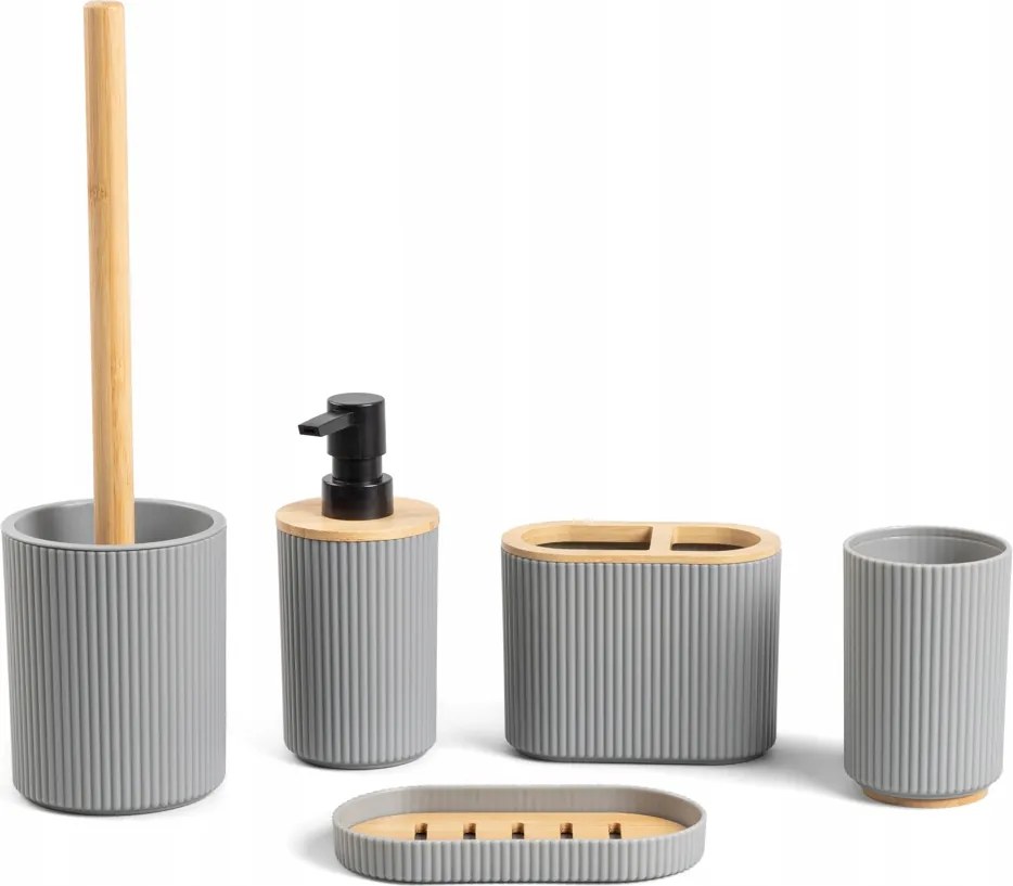 Fürdőszoba szett Loreto 5 részes szürke Homla