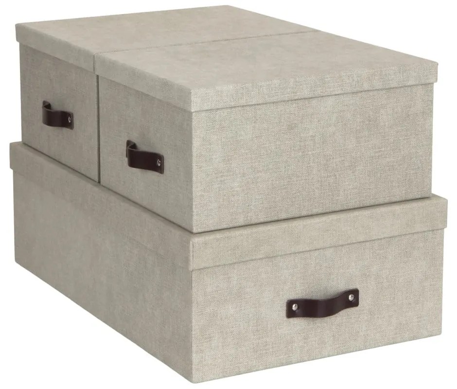 Inge 3 db-os bézs tárolódoboz szett - Bigso Box of Sweden