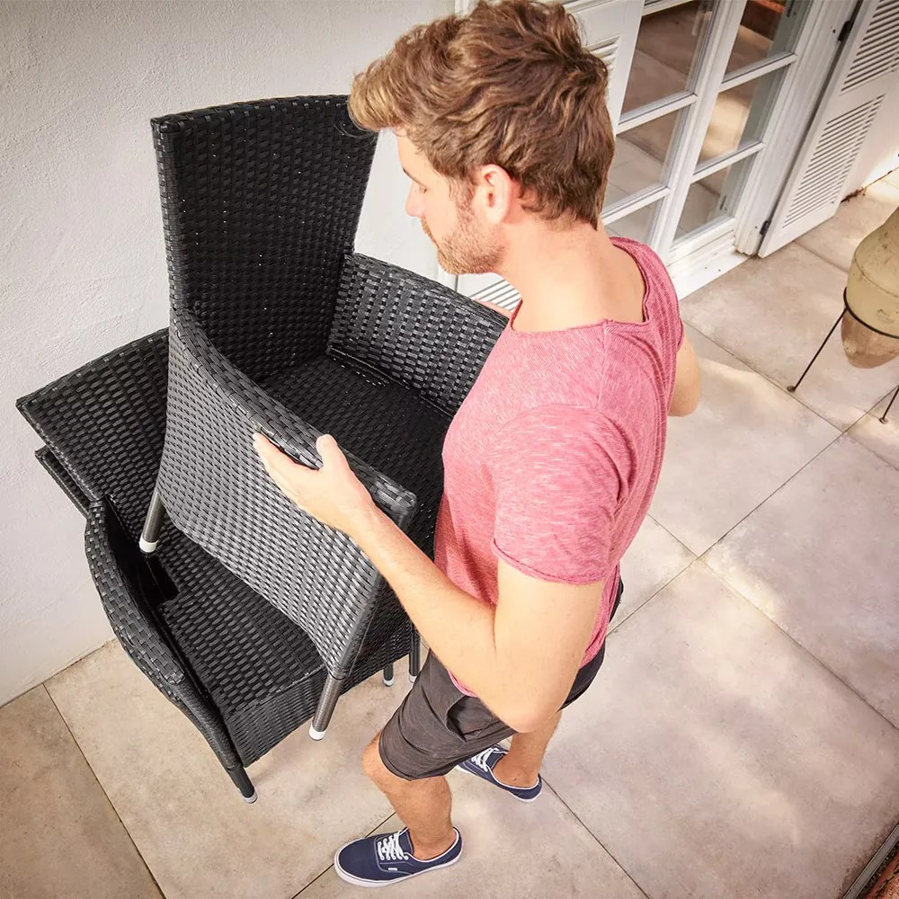 Deuba polyrattan fotel 2 darabos - fekete/krémszínű párnák