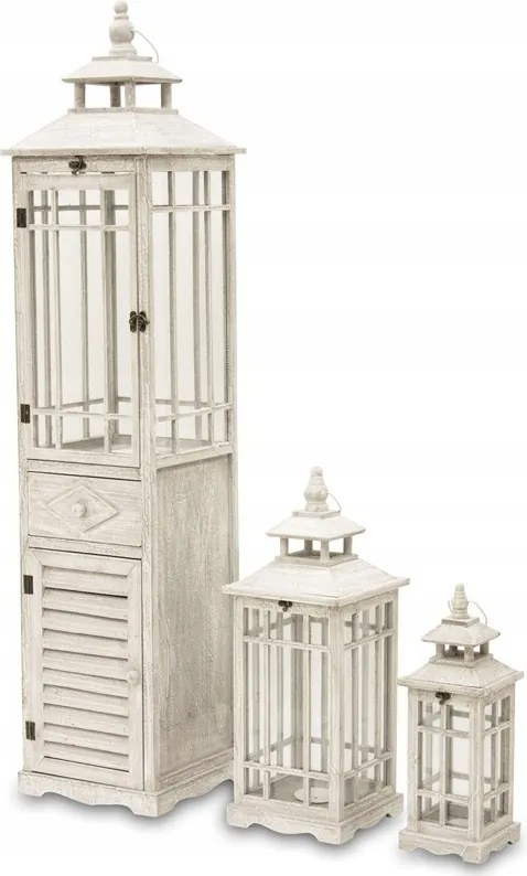 3 x Lampion fa lámpa szürke barna kpl lámpa dekoráció provence