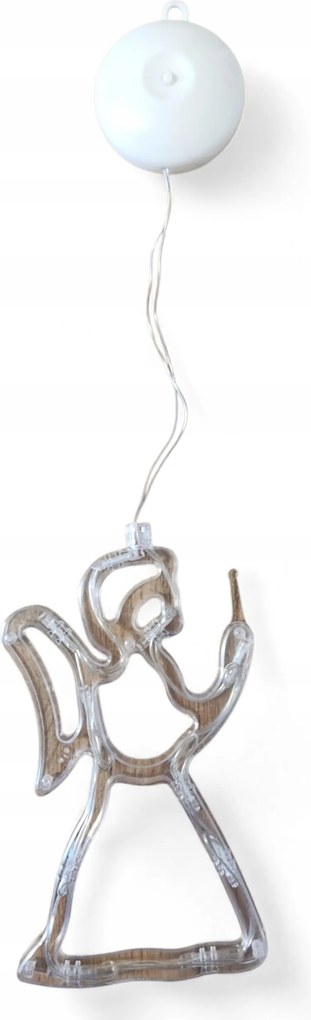 Led Angyal Fénydekoráció 20CM Meleg Fehér Tapadókorongos Karácsonyi Ajándék