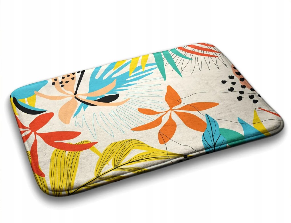 Puha fürdőszobaszőnyeg Növények mintás 90x60 cm