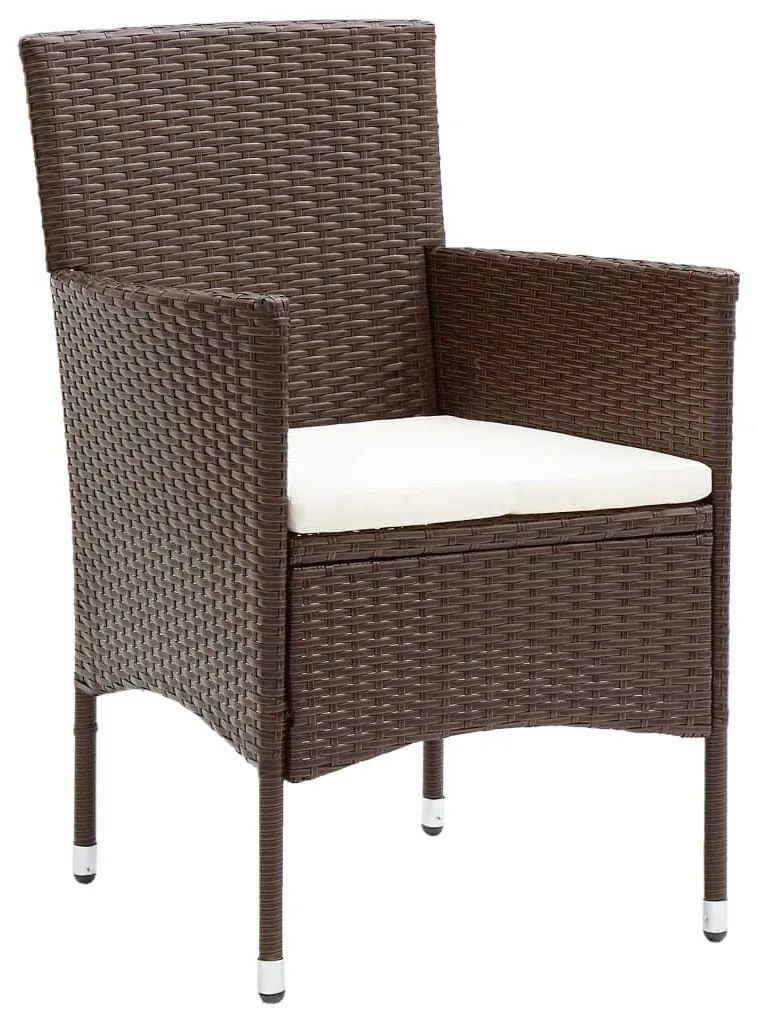 3 részes barna polyrattan kerti étkezőgarnitúra