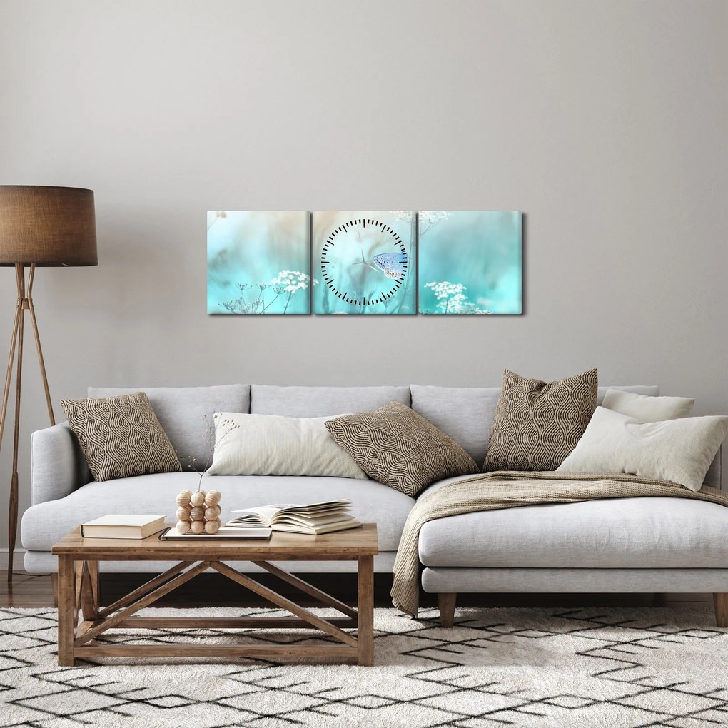 Kép - Pillangó kékben (órával) (90x30 cm)