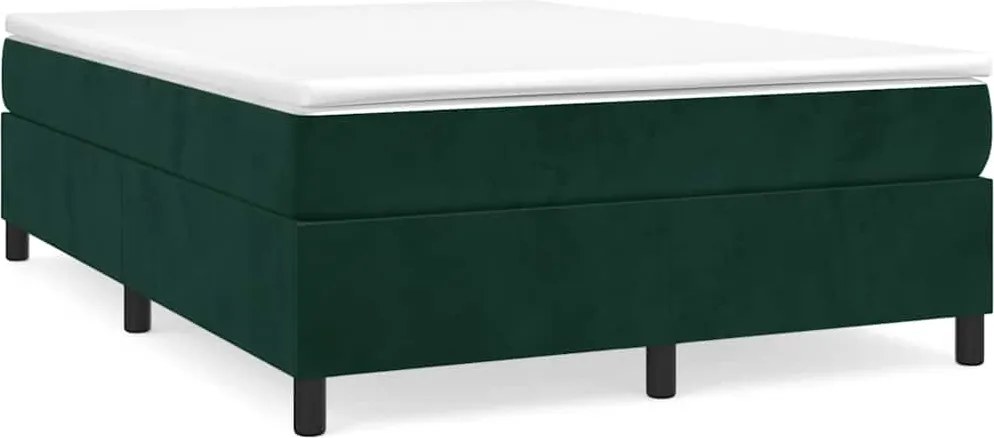 vidaXL sötétzöld bársony rugós ágy matraccal 140x190 cm