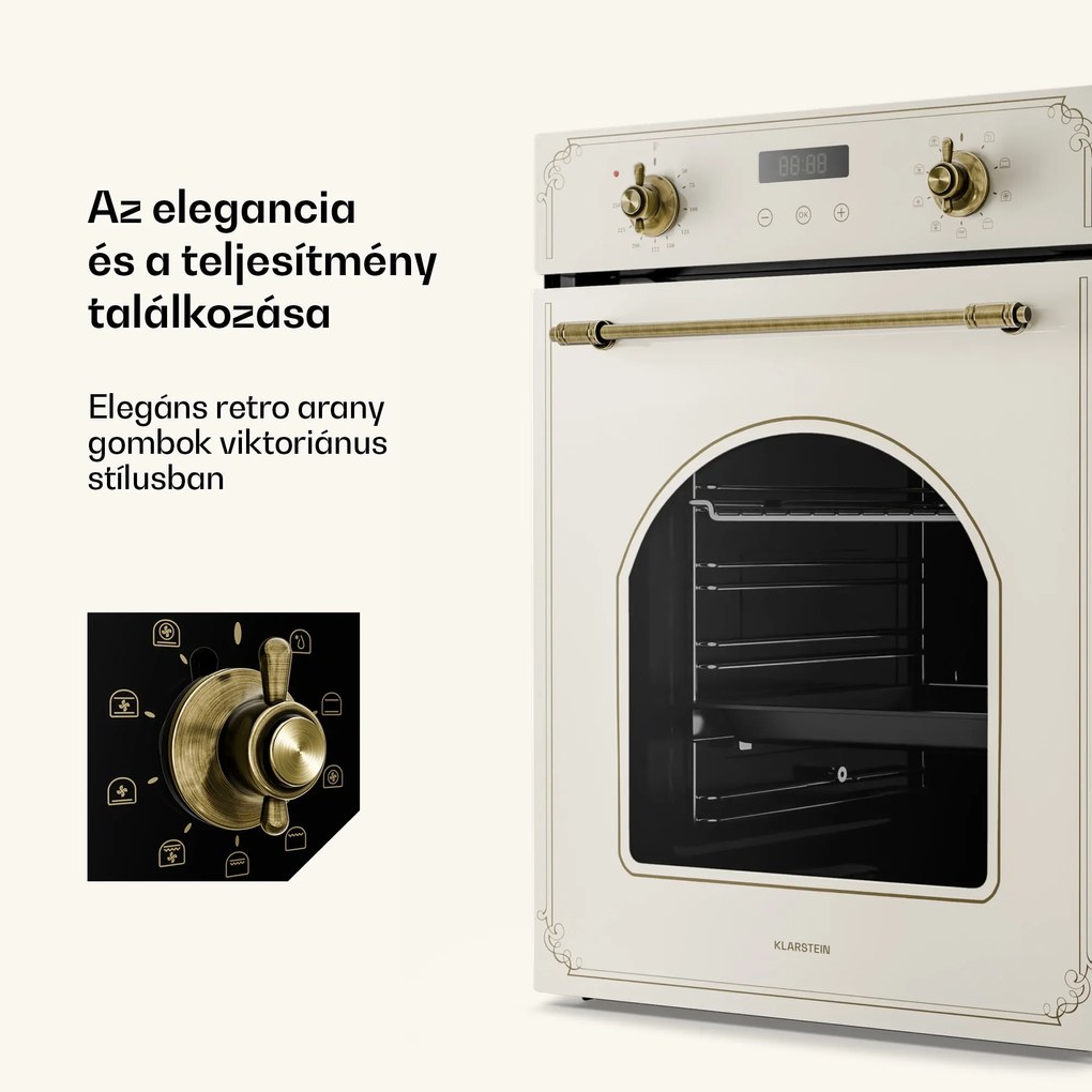 Klarstein Victoria beépített sütő 45 cm 49 l krémszín