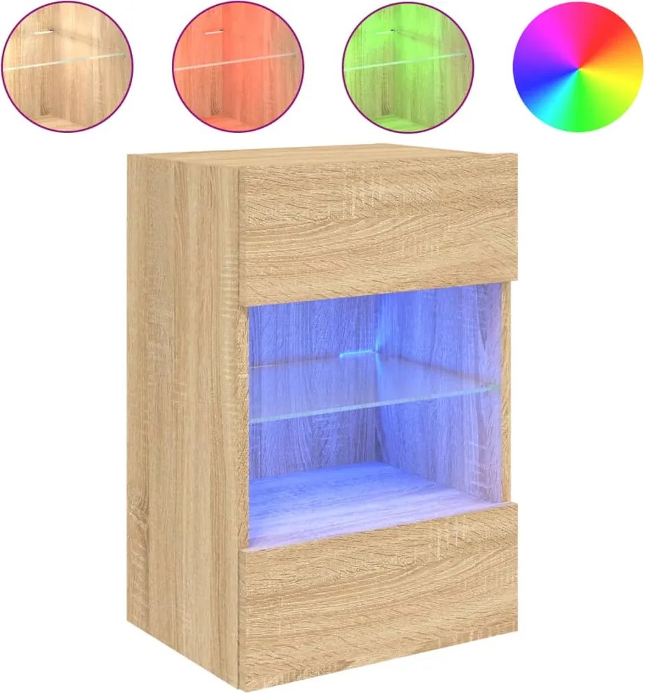 vidaXL sonoma tölgy színű fali TV-szekrény LED-ekkel 40x30x60,5 cm