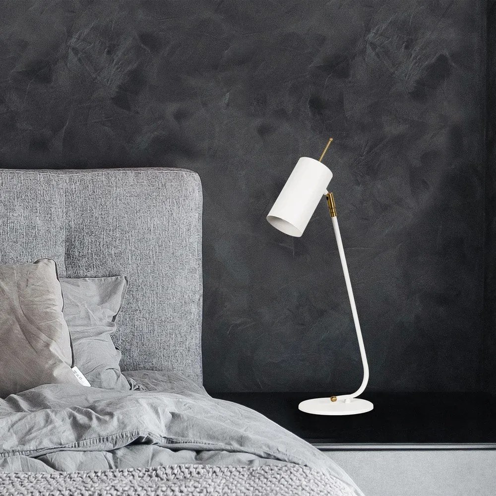 Fehér asztali lámpa fém búrával (magasság 55 cm) Sivani – Opviq lights