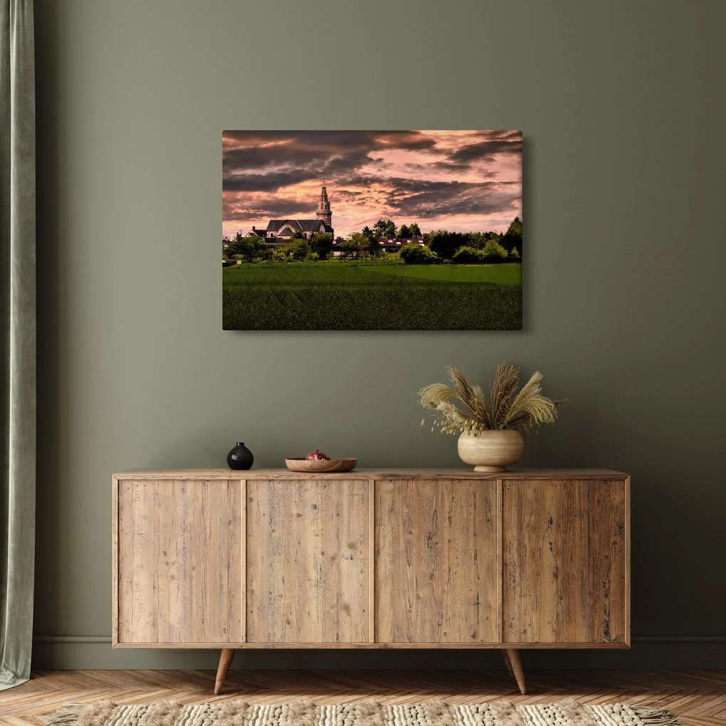 Tájkép templommal (90x60 cm)
