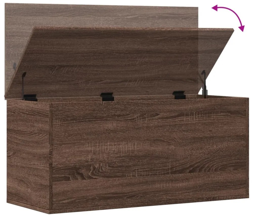 barna tölgy színű szerelt fa tárolóláda 100x42x46 cm