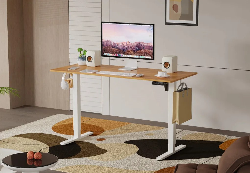 Elektromosan állítható magasságú íróasztal - 140x60cm arany tölgy ülő-/állómunkához - LVN System Lite LV1718