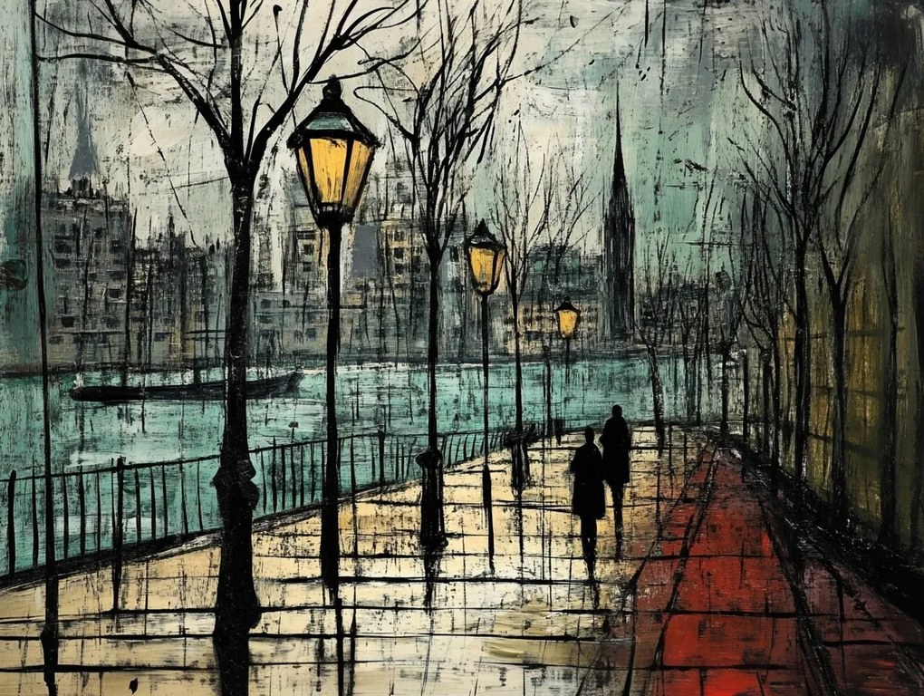 Vászonkép Canvas Város Folyó Utca Sétány Emberek Séta 100x75