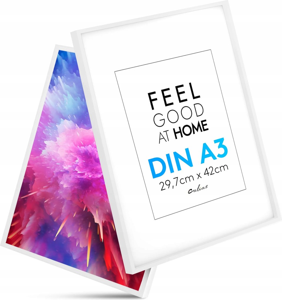 2X Fotókeret Oklevél Fotó A3 29,7x42 CM Fehér Fa