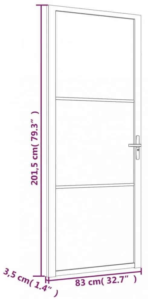 fehér ESG üveg és alumínium beltéri ajtó 83 x 201,5 cm