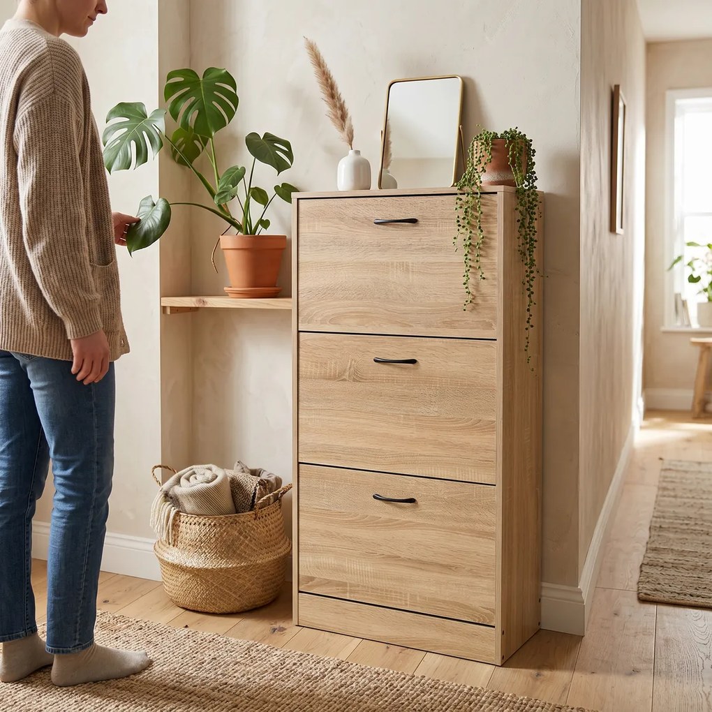 Cipőtartó rekesszel G1016 OAK, tölgyfa, 3 emelet