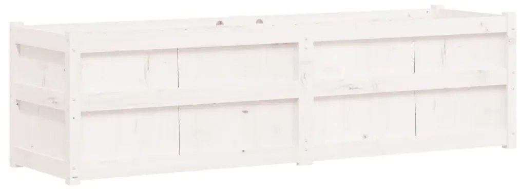 Fehér tömör fenyőfa kerti virágláda 180x50x50 cm