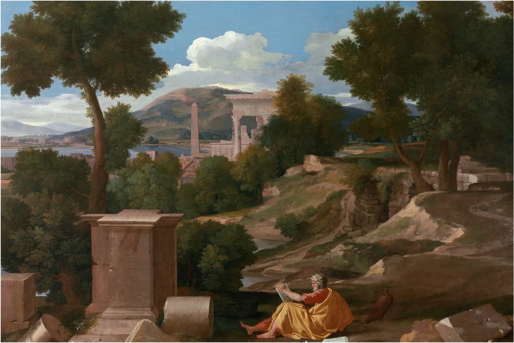 Kép - Nicolas Poussin, Landscape with Saint John on Patmos, reprodukciók (90x60 cm)
