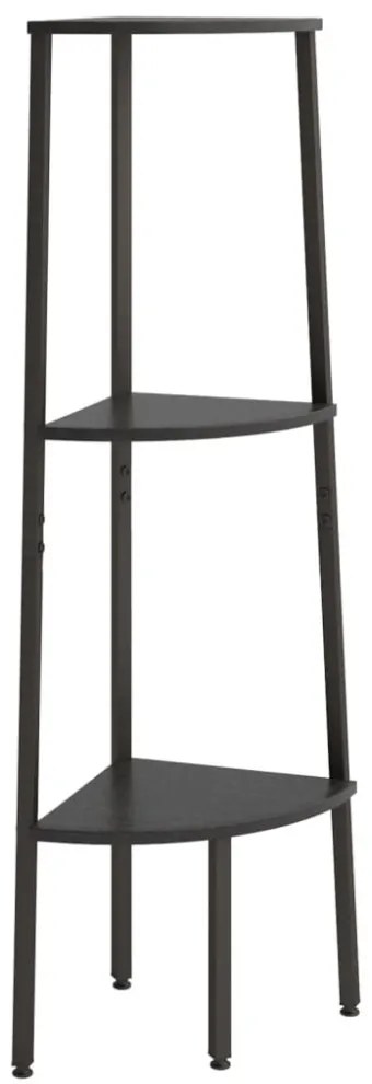 3 szintes fekete sarokpolc 45,5 x 31,5 x 120 cm
