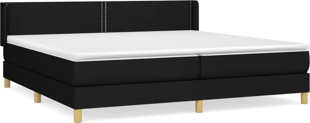 vidaXL fekete szövet rugós ágy matraccal 200 x 200 cm