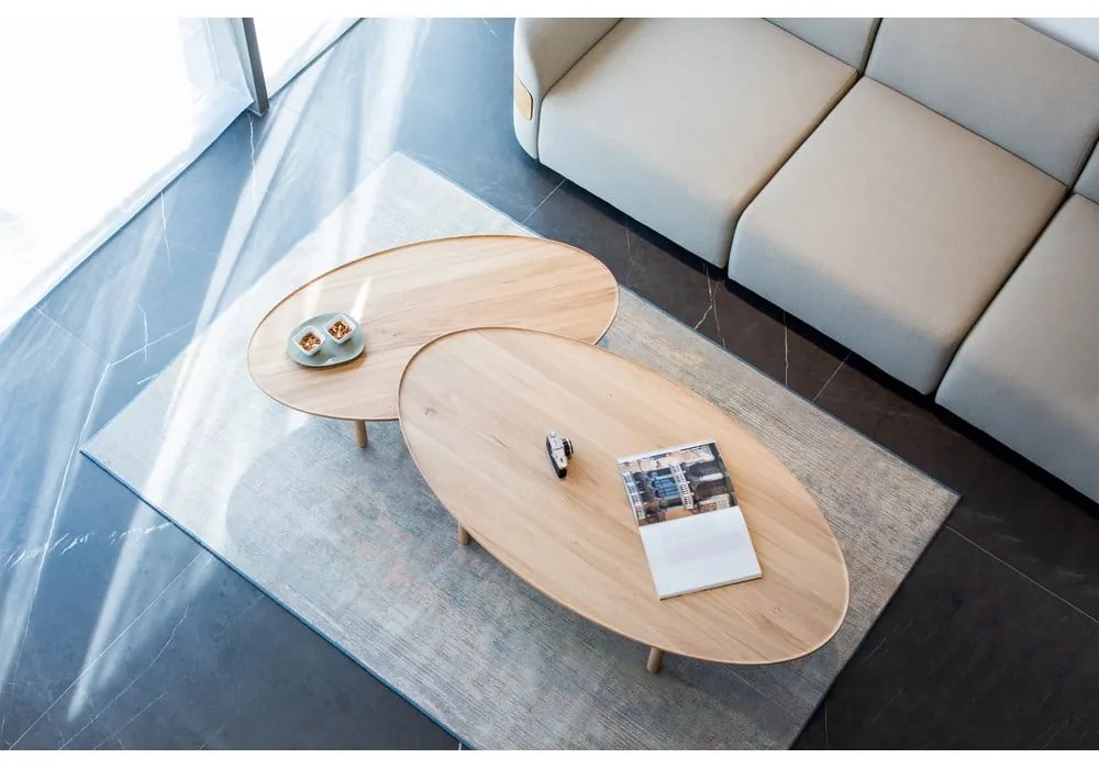 Natúr színű tölgyfa dohányzóasztal 80x150 cm Mu – Gazzda