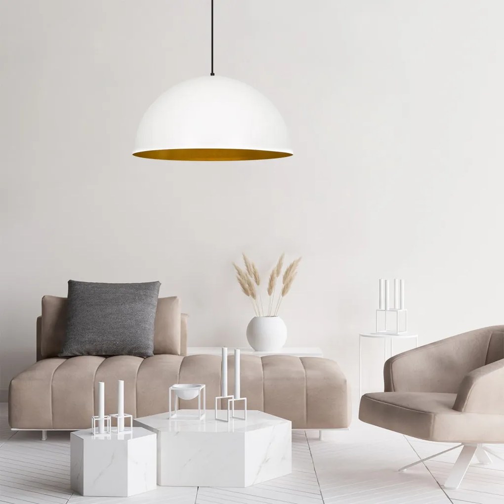 Sivani MR-720 fehér-arany fém függőlámpa, Ø60 cm