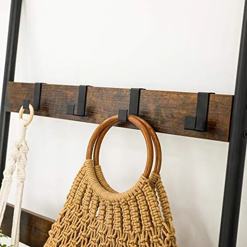 Létra ruhaakasztó, 5 szintes, rusztikus barna 65 cm széles