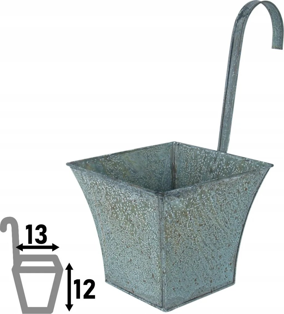 Odessa függesztett virágtartó erkélyre, korlátokra 12 x 13 x 13 cm szürke-antik