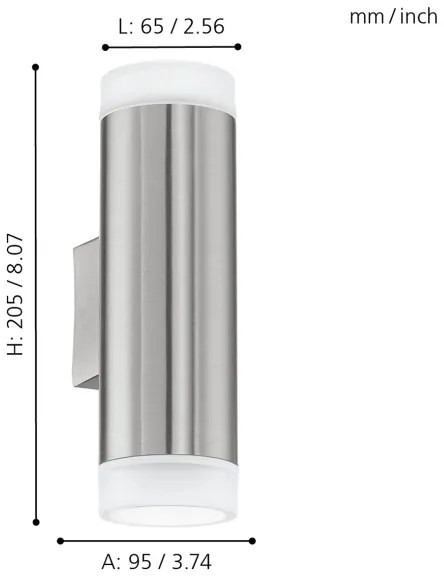 EGLO 92736 - RIGA-LED kültéri fali lámpa 1xGU10/2,5W