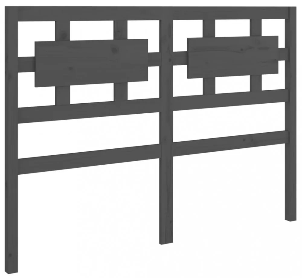 szürke tömör fenyőfa ágyfejtámla 125,5 x 4 x 100 cm