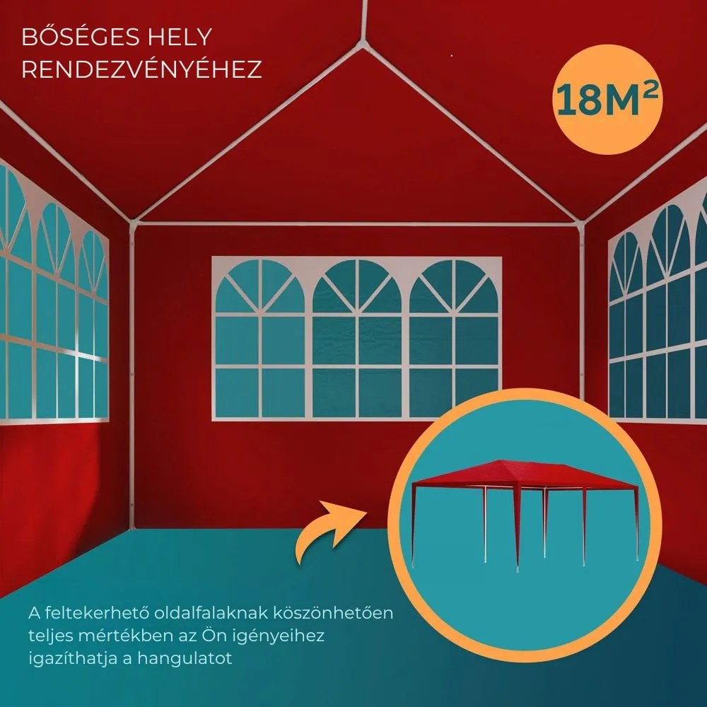 NEAPOL rendezvénysátor, 3x6m, piros Jurhan