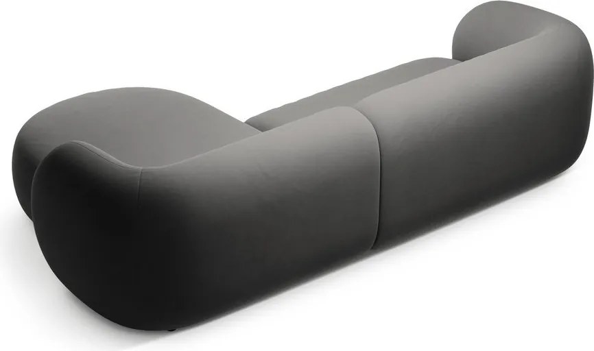 Sötétszürke bársony sarokkanapé (jobb oldali-heverő résszel) Kate – Micadoni