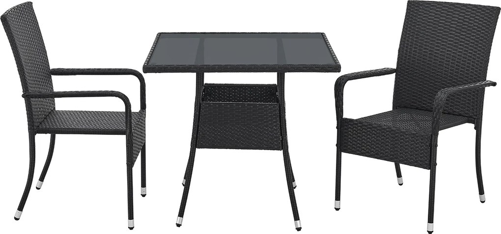 Juskys Yoro rattan asztal - fekete