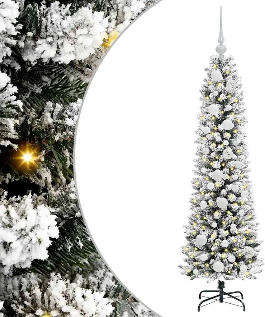 vidaXL Mű karácsonyfa 150 LED-del Fehér 120 cm PVC és Fém és Műanyag