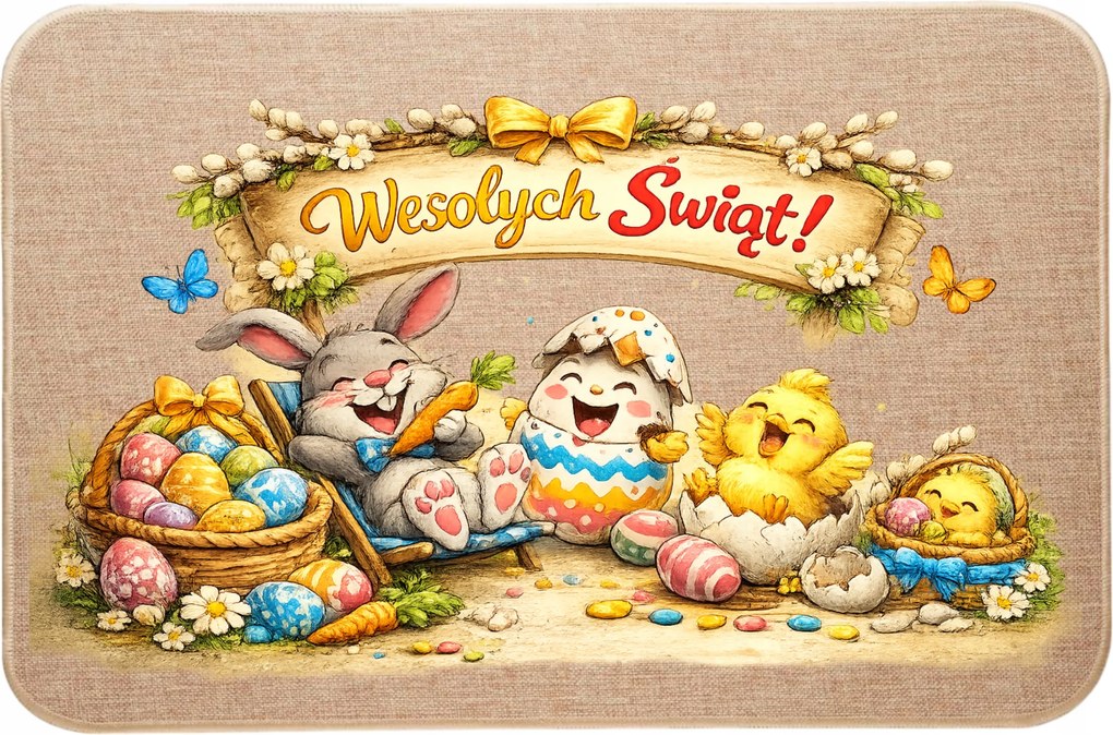 Lenvászon Ajtó Előtti Lábtörlő Húsvéti, Vicces Lábtörlő Minta 3